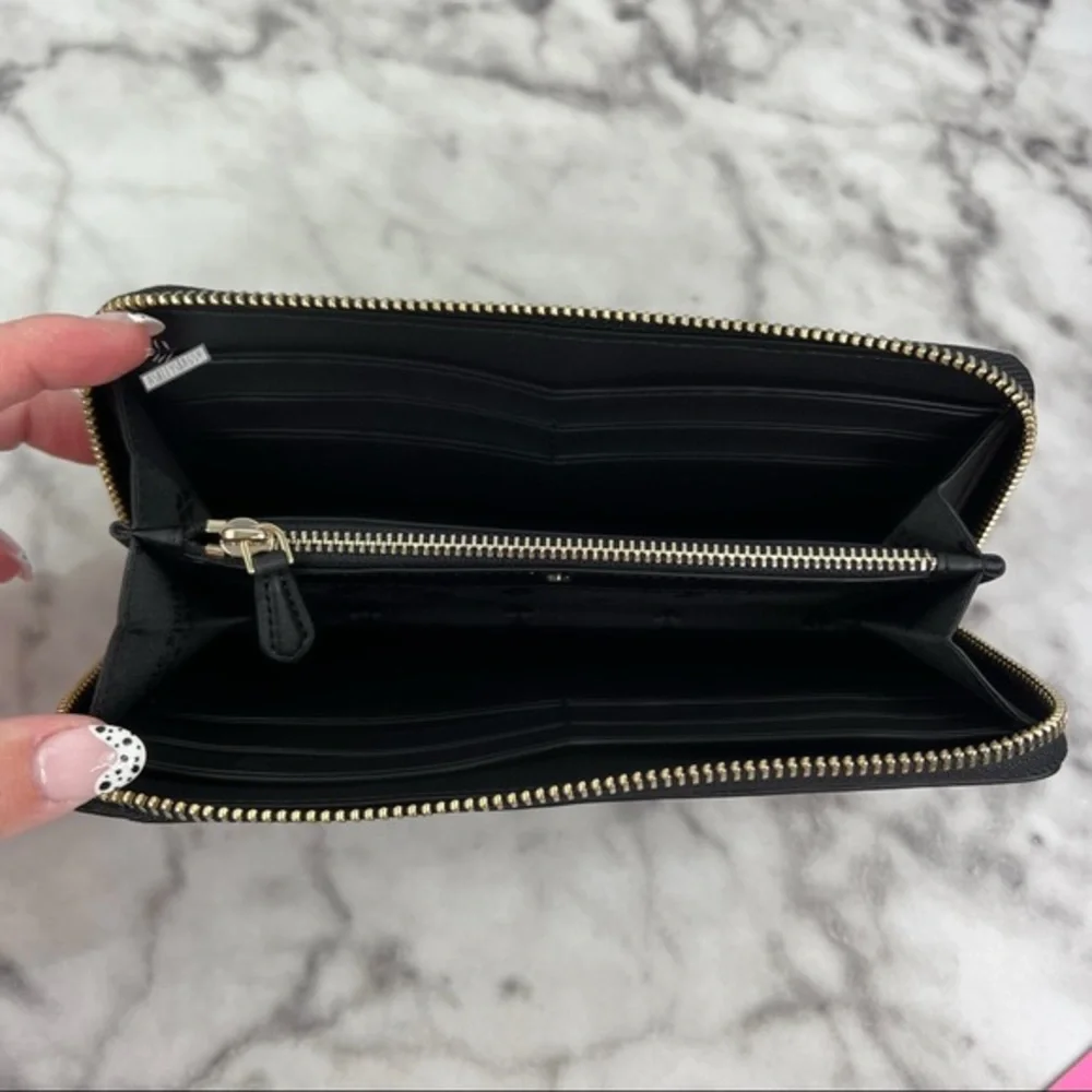 Kate Spade Spencer Metallic Glitter Sparkle Polka Dot Large Continental Wallet